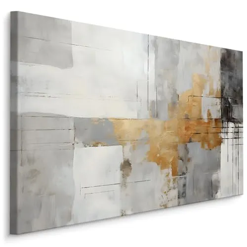 Muralo - Leinwandbild Aufhängefertig mit Abstraktion-Motiv - Bild für Wohnzimmer, Schlafzimmer, Büro, Restaurant - Wandbild Wanddeko Modern Vintage Glamour Loft Stil - Br.120cm x Hö.80cm