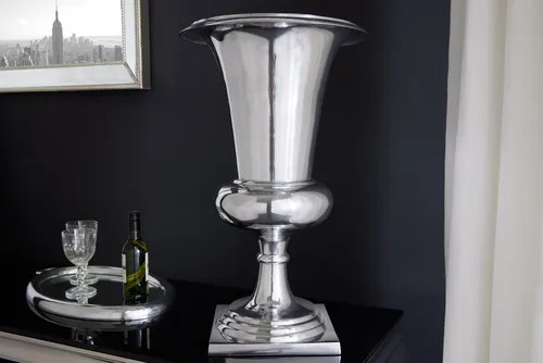 Invicta INTERIOR Design Vase Goal – 75 cm Bodenvase aus Aluminium - Elegante Bodenvase aus hochwertigem Roh-Aluminium, verleiht Ihrem Zuhause ein orientalisches Flair und ist ein beeindruckender Blickfang für Pflanzen oder Dekoration.