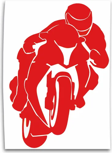 Motorradfahrer Auto Aufkleber, Design 1, rot