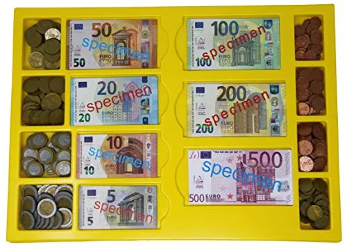 Wissner® aktiv lernen Geldkassette mit 130 Scheinen und 160 Münzen - Lernspielzeug für Kinder ab 3 Jahren zur spielerischen Einführung in Mathematik und Geld. Enthält 291 Teile aus 100% recyceltem Papier, ideal für den Einsatz in Schulen und zu Hause.