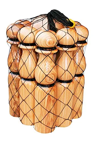 GICO XXL Kegelspiel Kegel Set Bowling aus Holz für Kinder und Erwachsene – Der In- & Outdoor Spielspaß mit Qualitätsware aus Massivholz -Made in EU-Höhe 40 cm–3017