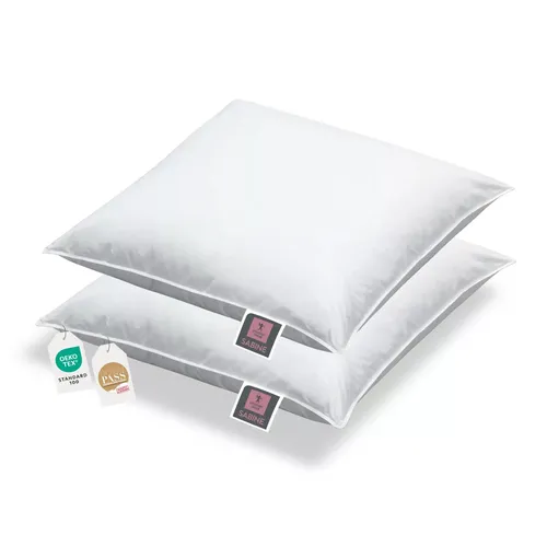 Kuscheliges Daunenkissen Sabine 40x40 cm – Allergikerfreundlich - Hochwertiges Kopfkissen mit 90% neuen weißen Daunen, ideal für alle Altersgruppen. Pflegeleicht bis 60°C, ausgezeichnet mit STANDARD 100 by OEKO-TEX für geprüfte Qualität.