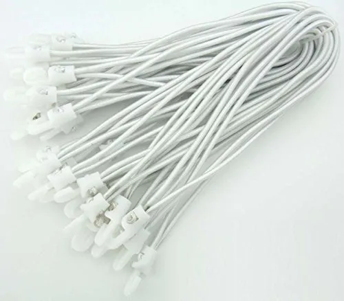 Stück Spannfix Planenspanner 18 cm, Ø 4 mm Weiss - Spanngummi Expander mit Haken (100 Stück, Weiss) 100