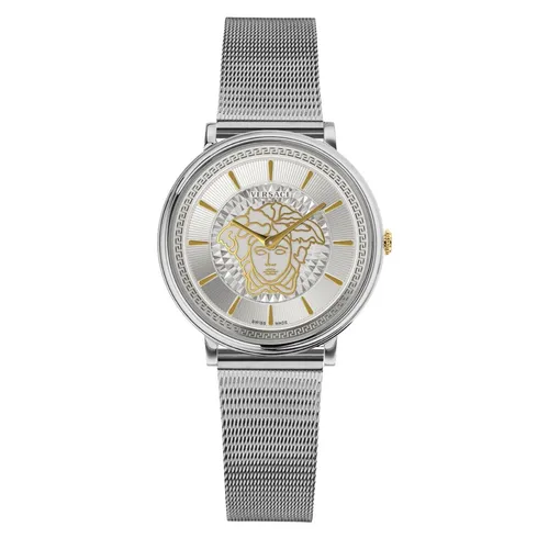 Versace VE8102019 V-Circle Damenarmbanduhr 38mm - Elegante Armbanduhr für Damen mit 38mm Edelstahlgehäuse, kratzfestem Saphirglas und wasserdicht bis 5 ATM – der perfekte Begleiter für jeden Anlass.