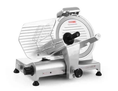 HENDI Profi Line 250 Aufschnittmaschine - Allesschneider mit 250mm Messerdurchmesser und stufenlos einstellbarer Schnittstärke (0-12mm) für präzise Ergebnisse in der Gastronomie.