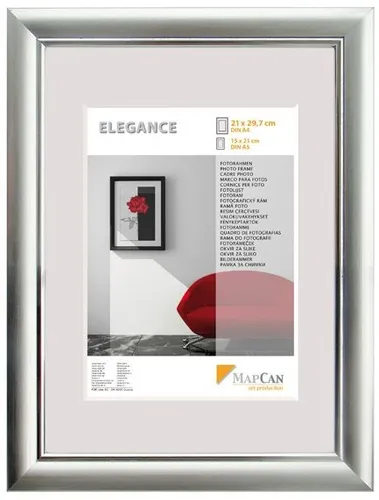 Kunststoff Bilderrahmen Elegance alu-metallic-silber 50 x 70 cm - Bilderrahmen aus hochwertigem Kunststoff in alu-metallic-silber, ideal für stilvolle Präsentationen von Fotos und Kunstwerken, perfekt für Zuhause oder das Büro.