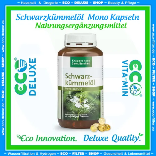 Kräuterhaus Sanct Bernhard Schwarzkümmelöl Kapseln 500 mg - Nahrungsergänzungsmittel aus ägyptischem, kalt gepresstem Schwarzkümmelöl, ideal zur Unterstützung des Wohlbefindens und reich an Vitalstoffen.