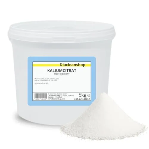 Kaliumcitrat Monohydrat 5kg - Kaliumgehalt 36% - Pharmaqualität mind. 99% - Pulver - E332