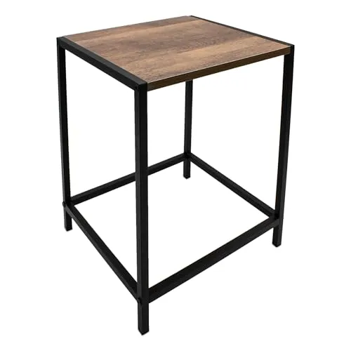 Spetebo Holz Beistelltisch mit Metall Gestell in schwarz - 32 x 28 cm - Couchtisch quadratisch mit Tischplatte in Holzoptik - Wohnzimmertisch Dekotisch Blumentisch Telefontisch Ablagetisch Deko Tisch