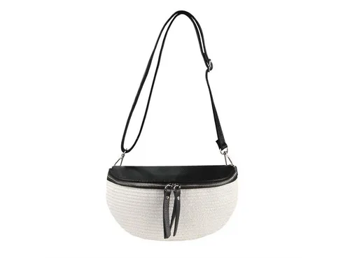 ITALYSHOP24 Bauchtasche Damen Basttasche Schultertasche CrossBody CrossOver Umhängetasche, als Bodybag Brusttasche Hüfttasche Gürteltasche Sommer Tasche