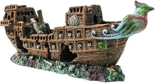 SLOCME Aquarium Piratenschiff Dekorationen Deko Schiff Ornamente, Resin Material