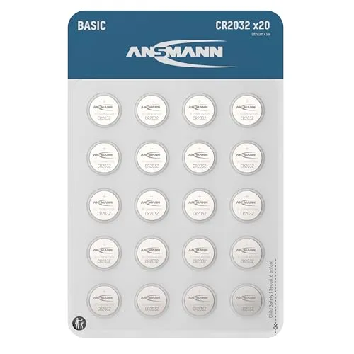 ANSMANN AG CR2032 Knopfzellen, 20 Stück Lithium Batterien 3V Knopfzelle
