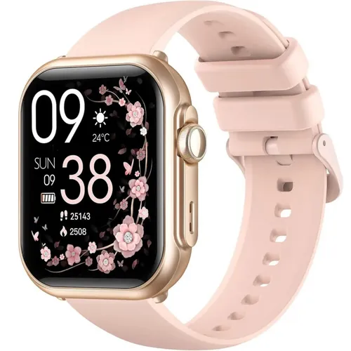 Smartwatch Damen G62 – Fitness Tracker mit Bluetooth - Moderne Smartwatch für Damen in Rosa mit Fitness Tracker, Herzfrequenzmonitor und Schlaftracker. Kompatibel mit Android und iOS, ideal für aktive Nutzerinnen.