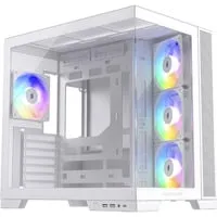 View A-RGB Tower-Gehäuse Weiß mit Tempered Glass - PC-Gehäuse für ATX, bietet beeindruckende A-RGB-Beleuchtung und ein elegantes Design mit zwei Tempered Glass-Seiten für optimale Sicht auf Ihre Hardware.