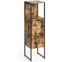 Vicco Midischrank Fyrk, Badmöbel in Eiche rustikal/Schwarz - Hoch- & Midischränke fürs Bad mit offenen und geschlossenen Ablagen, pflegeleichte Materialien und modernes Design für stilvolle Ordnung im Badezimmer.