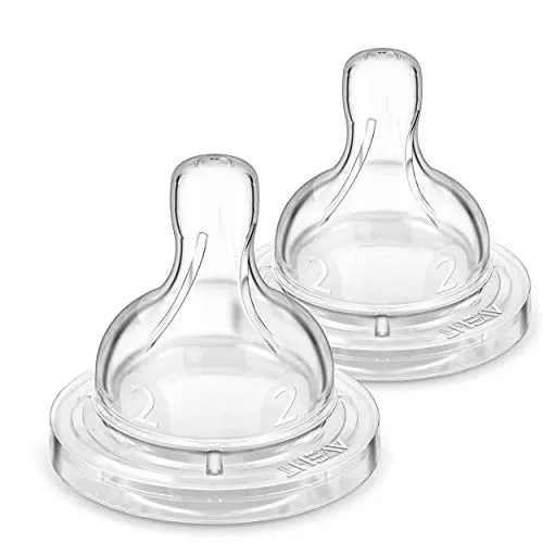 Philips Avent SCF632/27 Klassik+ Sauger mit langsamen Nahrungsfluss 1m+, mehrfarbig, 2 Stück (1er Pack)