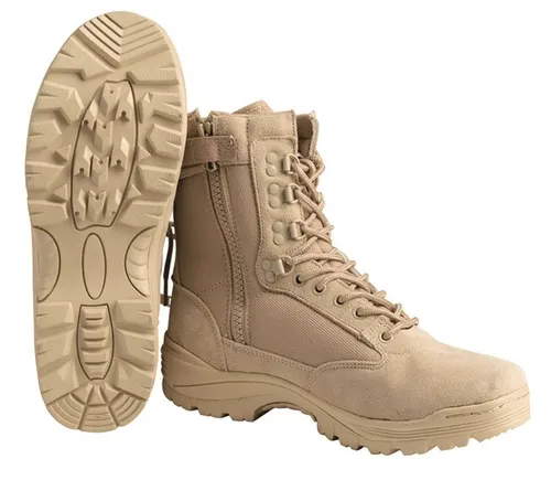 Tactical Boots Zipper khaki - NEU - - Stiefel & Schuhe, robuster Springerstiefel mit praktischem Zipper für schnellen Einstieg, ideal für Outdoor-Aktivitäten.