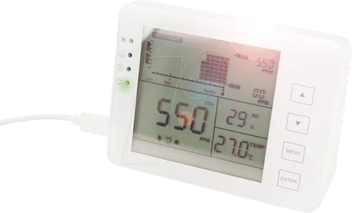 LogiLink SC0115 CO2-Messgerät - Ampel mit Alarm für bessere Luftqualität - Gasmelder mit großer LCD-Anzeige zur Überwachung von CO2, Temperatur und Luftfeuchtigkeit. Wartungsfreier NDIR-Sensor und akustische/optische Alarme sorgen für optimale Luftqualität.