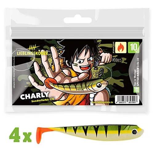 Lieblingsköder Gummifische zum Zanderangeln mit Gummifisch 10 cm, Farbe Lieblingsköder:Charly 4