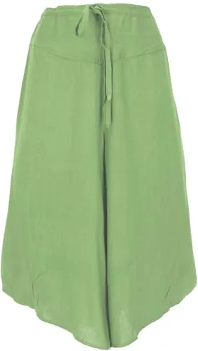 GURU SHOP Palazzohose, 7/8 Hosenrock, Boho Schlaghose, Sommerhose - Grün, Damen, Synthetisch, Size:L/XL