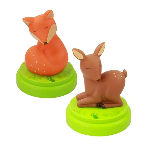 ANSMANN AG LED Nachtlicht Fuchs & Reh Set - Süße Einschlafhilfe mit Touchsensor - Nachtlichter in Form eines Rehs und Fuchses - sanfte Lichtquelle für Kinder, die Geborgenheit vermittelt. Mit 30min Timer und kinderleichter Bedienung ist es die perfekte Einschlafhilfe für ruhige Nächte.