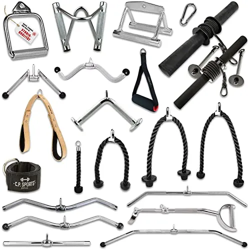 C.P.Sports Griffe für Seilzüge, Kabelzüge, Latzugstange, Rudergriff, Bizeps Trizeps Stange, Trizeps Seil, SZ Stange, Karabiner, Einhandgriff, Unterarmtrainer, Griff Set (Karabinerhaken)