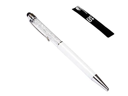 NEO+ Hochwertiger kapazitiver 2-in-1-Touchscreen-Stift und Kugelschreiber mit Kristallen. Stift Beutel und Stift Nachfüllung enthalten (WEIB)