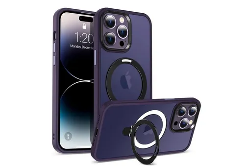 CoolGadget Handyhülle Hybrid Luxury Handy Case für iPhone 15 Pro 6,1 Zoll, Hülle Massiv Metallring aufklappbar Schutzhülle für Magsafe Zubehör