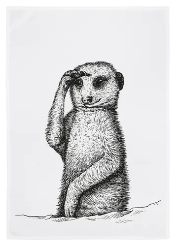 Geschirrtuch, Küchentuch ERDMÄNNCEN weiß | Siebdruck 17;30 HAMBURG