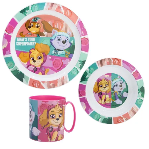 Paw Patrol Skye Liberty Kinder Geschirr-Set 3 teilig Becher Teller Schüssel