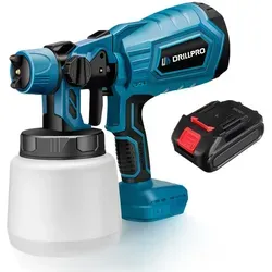 Drillpro 1000 ml Kabellose Farbspritzpistole, tragbar für Haushalt/Möbel/Auto, elektrisch Farbspritzpistole mit 1 Akku, für Farbe & Beschichtung
