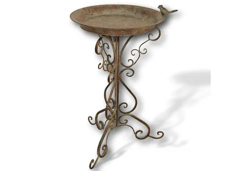 Aubaho Dekoobjekt Vogeltränke aus Metall, 75cm von Aubaho