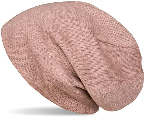 styleBREAKER weiche Feinstrick Beanie Mütze, Melange Optik, Slouch Longbeanie, Unisex 04024109, Farbe:Altrose
