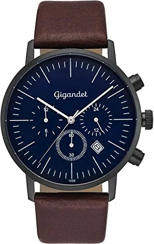 Gigandet Herren Uhr Analog Quarz mit Leder Armband G22-002