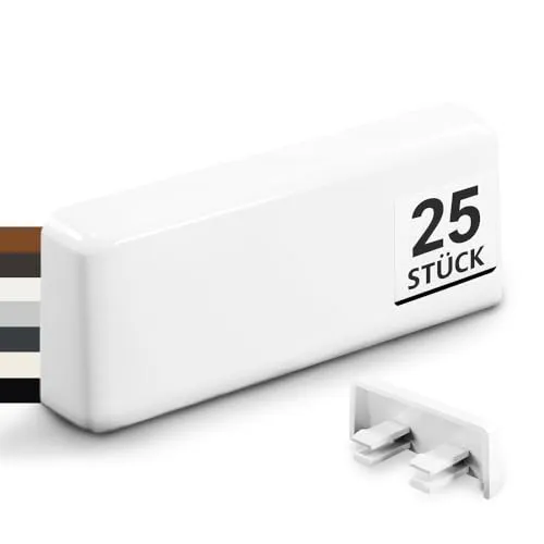 VOOXA 25 Stück Fenster Wasserschlitzkappen Standard Weiss RAL 9016 für Schlitzfräsungen von 20-34 x 5mm
