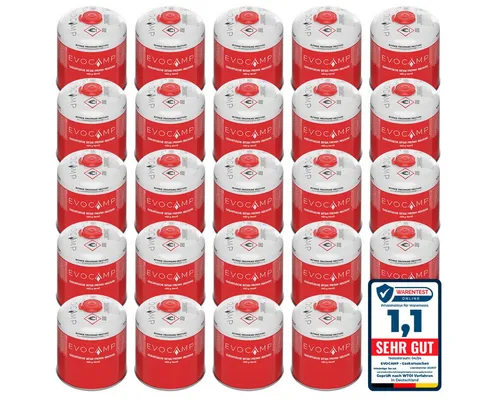 EVOCAMP Gaskartusche 450g - 24 Stück für Weber Grills - Kocher-Zubehör für Weber Grills Q100-1200-Serien, ideal für Camping und Grillen, mit sicherem Schraubventil und 450g Propan-Butan.