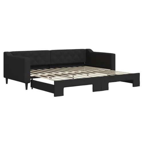 vidaXL Ausziehbares Tagesbett Schwarz 90x200 cm von vidaXL
