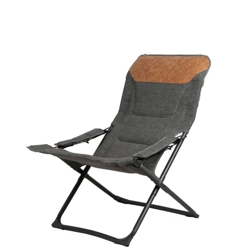 WESTFIELD Emma Stuhl vintage grey Loungesessel - Camping-Möbel mit 4-fach verstellbarer Lehne für ultimativen Komfort. Der wetterfeste VINTAGE-Stoff und das Kunstleder-Kopfteil bieten Stil und Funktionalität. Ideal für entspannte Tage im Freien.