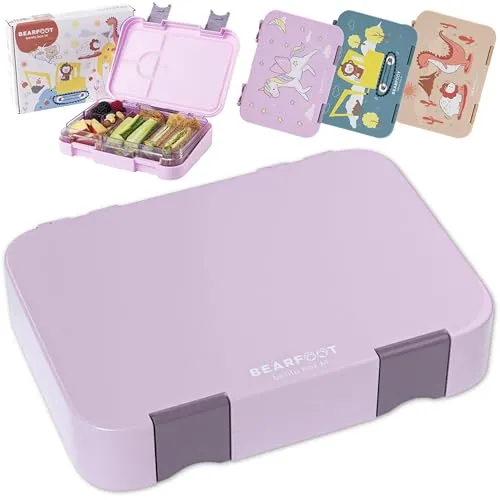 BEARFOOT Brotdose Kinder mit Fächern in lila von bearfoot
