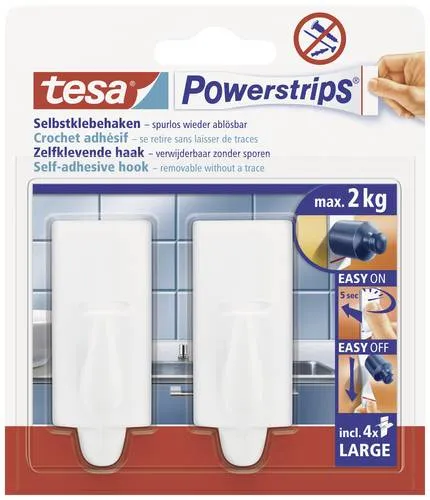 TESA POWERSTRIPS Klebehaken Large Trend Weiß Inhalt: 2St. in weiß von tesa