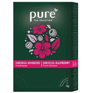 pure Hibiskus-Himbeere Früchtetee - 25 Portionen - Tees mit fruchtigem Aroma aus natürlichen Zutaten, ideal für entspannende Momente. Die umweltfreundlichen Tassenbeutel aus Maisstärke sind kompostierbar.