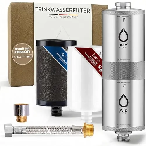 Alb Filter FUSION Trinkwasserfilter Untertisch – Doppelstufiger Edelstahlfilter für reines Wasser - ZUVERLÄSSIG REINES TRINKWASSER: Der Alb Filter FUSION kombiniert zwei effektive Filterstufen für sauberes Trinkwasser. Hochwertiges Edelstahlgehäuse, einfaches Filterwechsel-System und Made in Germany für höchste Qualität.