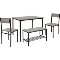 ML-Design Essgruppe für 4 Personen - Eiche-Grau, Stilvolles Esstisch Set - Essgruppen: Modernes Design mit robustem Metallrahmen, ideal für bis zu 4 Personen. Platzsparend und vielseitig, perfekt für Küche oder Wohnzimmer.