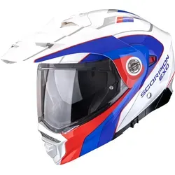 Scorpion ADX-2 Kamps Klapphelm - Weiß/Rot/Blau - S - Modularer Adventure-Helm mit doppelter P/J-Homologation. Ideal für Touren und Offroad-Abenteuer. Mit versenkbarer Sonnenblende und komfortablem Innenfutter für unbeschwerte Fahrten.