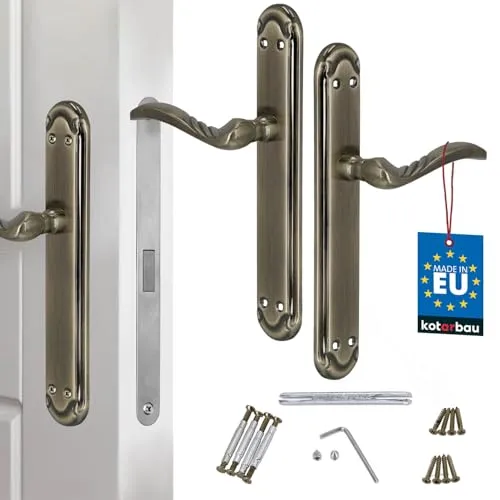 KOTARBAU® Türgriff Türschloss Blindschildgarnitur Türbeschlag ZnAl Langschild Türgriffe Türdrückergarnitur Innentüren lange Rosette Drückergarnitur Türbeschlag Türdrücker Türklinke dekoriert patiniert