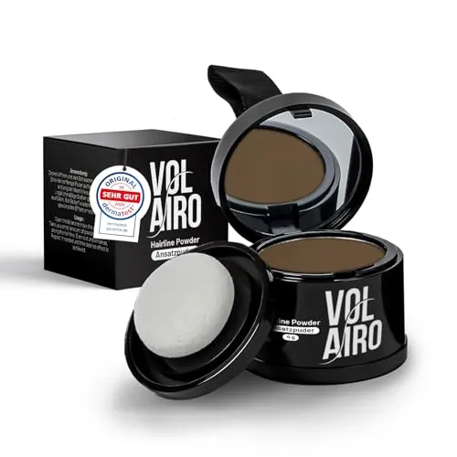 Volairo Ansatzpuder Dunkelblond 4g – Haar Concealer zur Haarverdichtung bei sichtbarem Haaransatz, wasserfestes Haar Make-up, kaschiert graue Haare und lichte Stellen für Frauen und Männer