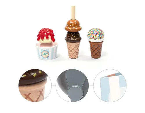 Eisdiele aus Holz 23-teilig von UMU Eis aus Holz Holzspielzeug für Kinder