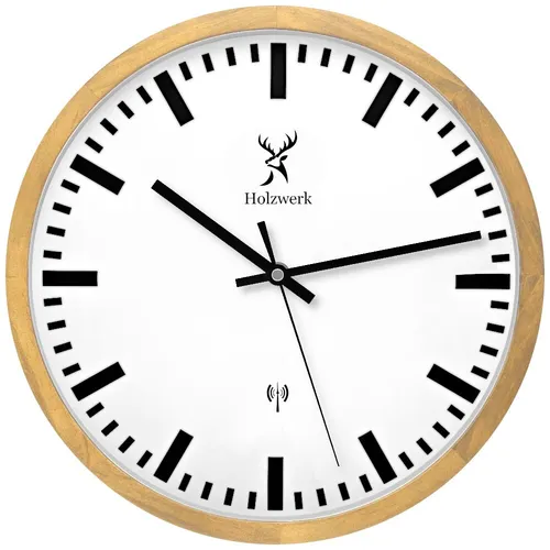 Holzwerk Germany Natur Funkwanduhr in beige von Holzwerk