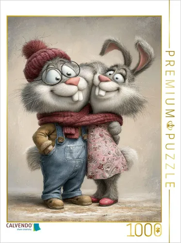 CALVENDO Puzzle Hasen - Liebe | 1000 Teile Lege-Größe 64x48cm Foto-Puzzle für glückliche Stunden