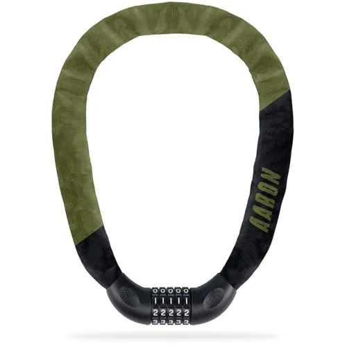 AARON Lock One Fahrradschloss mit Zahlencode - Olive - 100 cm langes Zahlenschloss für vielseitigen Einsatz. Hohe Sicherheit durch 5-stellige Kombination und gehärteten Stahl. Flexibles Design schützt vor Kratzern und Diebstahl. Ideal für Fahrräder, E-Scooter und mehr.